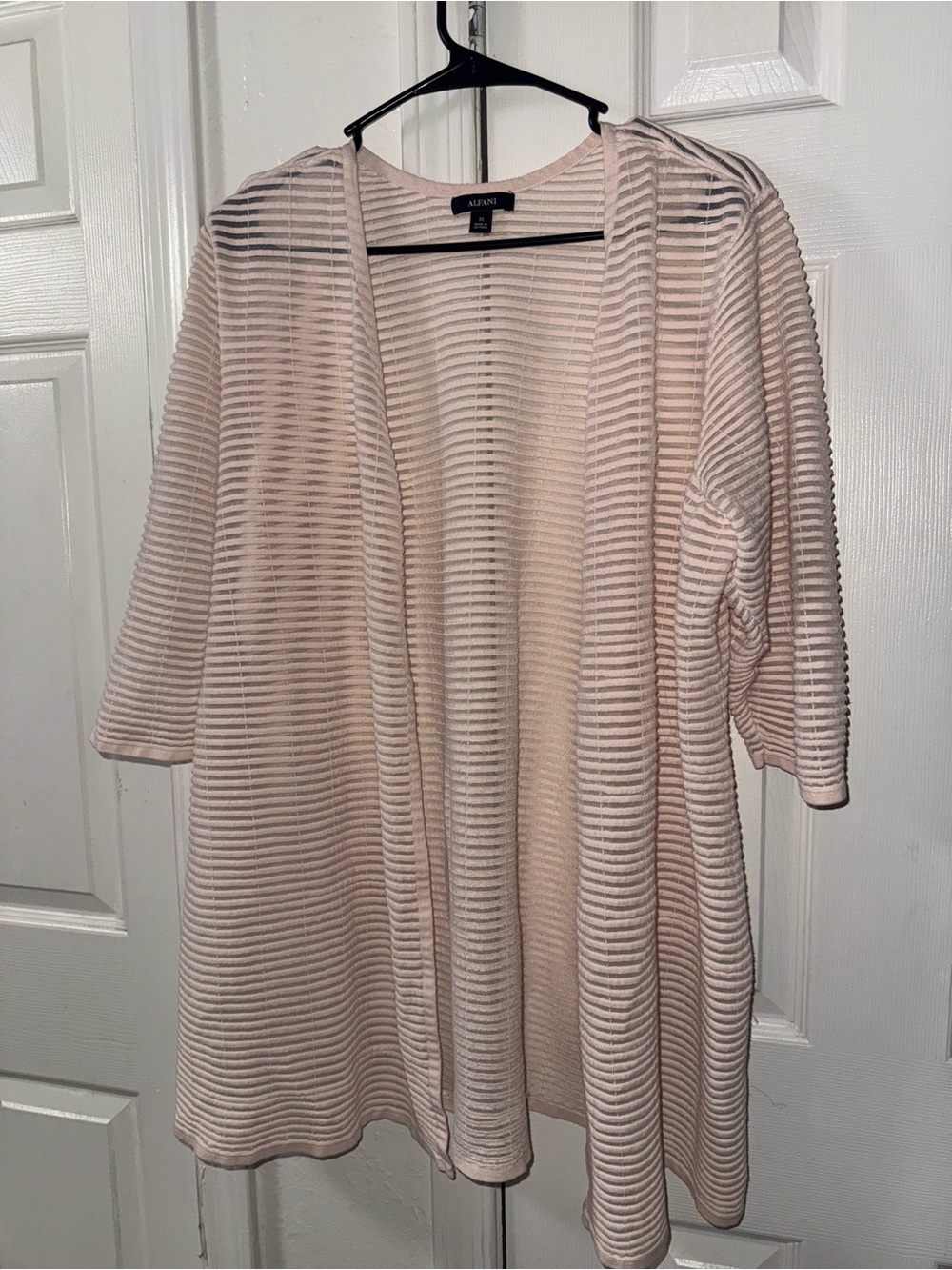 Alfani Ribbed Open-Front Cardigan in Blush Pink